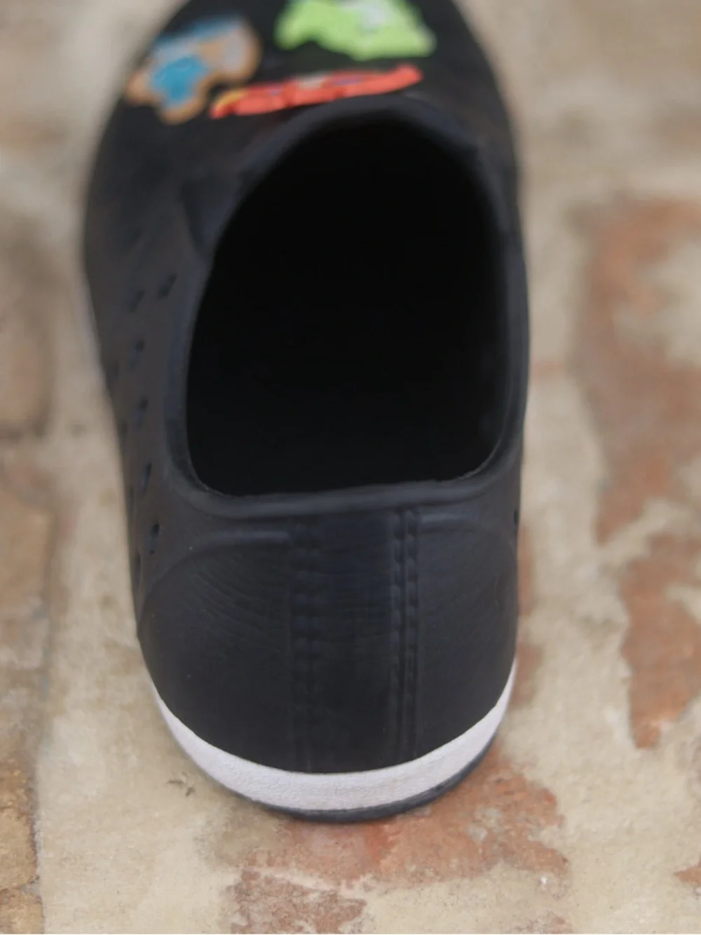 Black Kids Slip-On Ventilated Shoes with Cartoon Charms like Natives